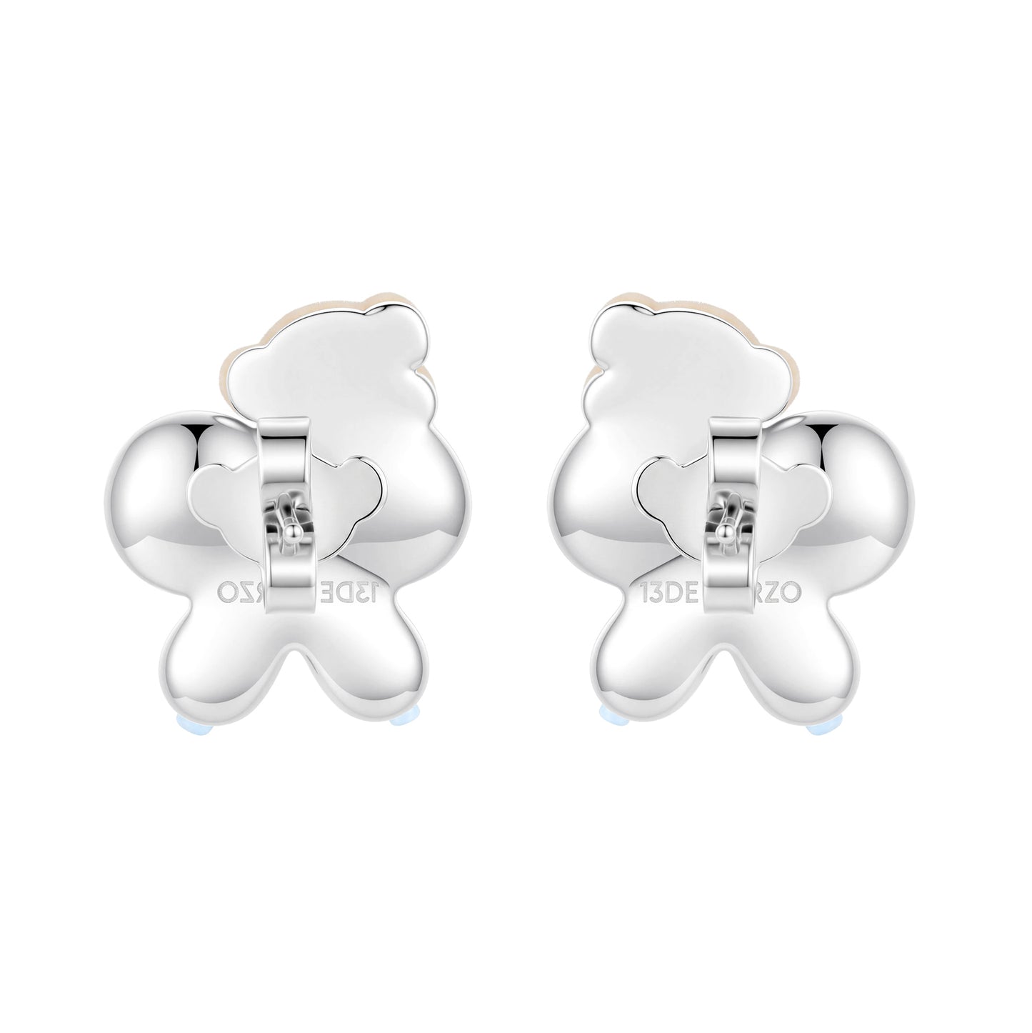 13DE MARZO Balloon Bow Bear Studs Blue
