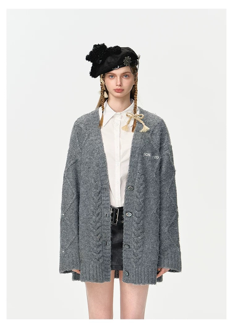 13DE MARZO Doozoo Pear Embroidery Cardigan - 13DE MARZO