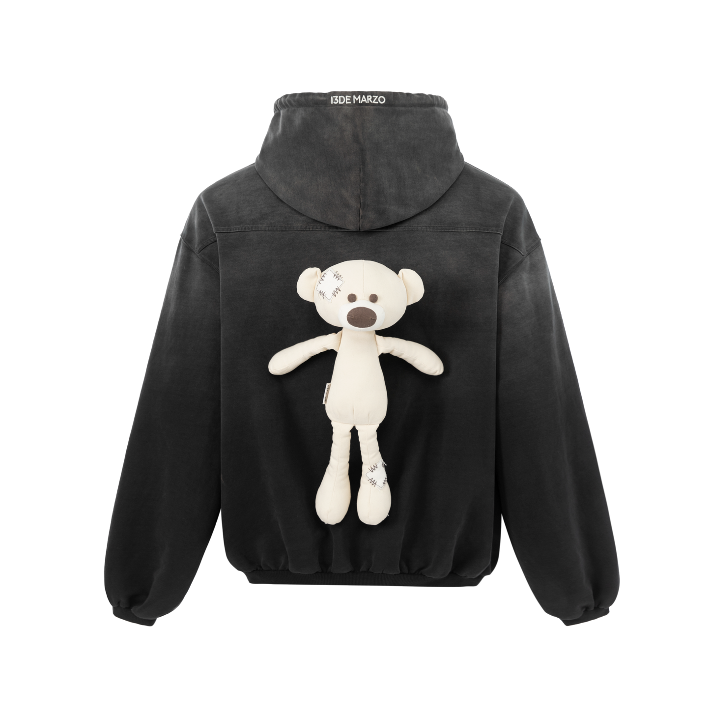 13DE MARZO Bear Broken Logo Patch Hoodie - 13DE MARZO