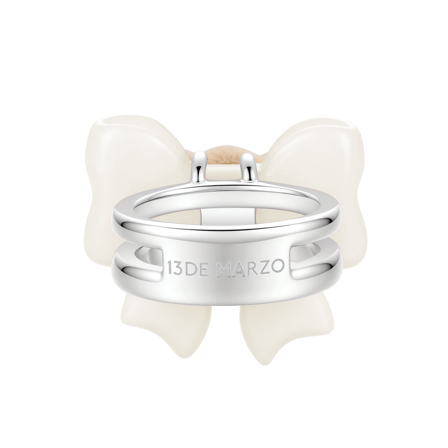 13DE MARZO Mini Bear Bow Ring White