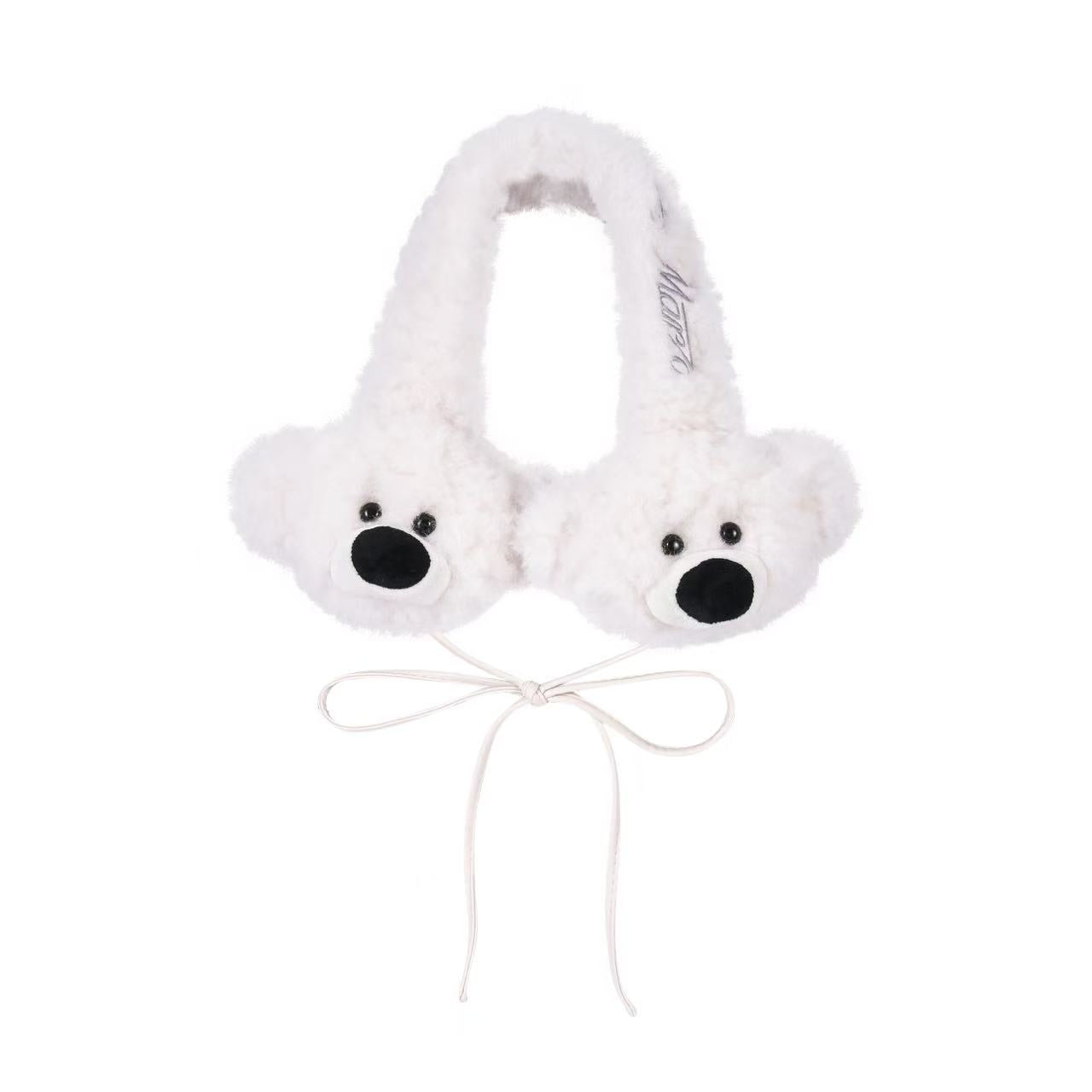 13DE MARZO Bear Fuzzy Ear Warmer White