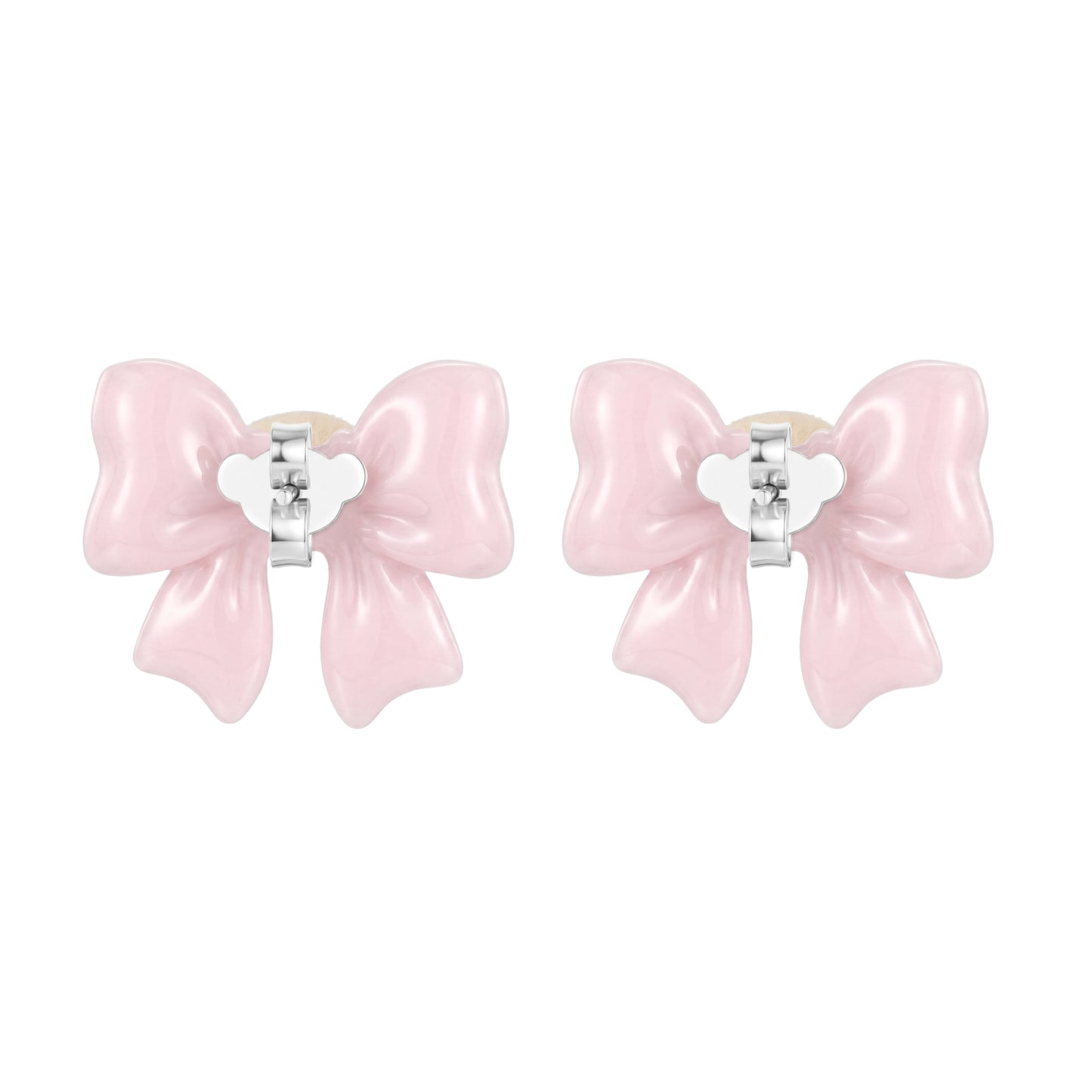 13DE MARZO Mini Bear Bow Studs Pink
