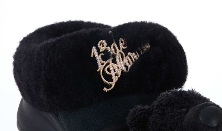 13DE MARZO Bear Fuzzy Snow Slippers Black - 13DE MARZO