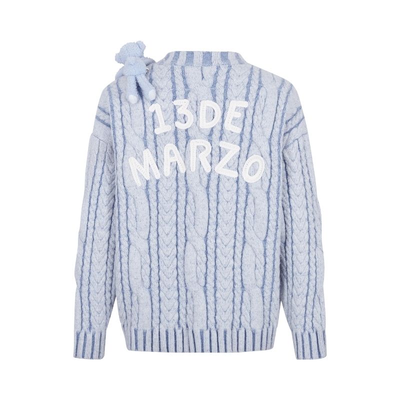 13DE MARZO Bear Yarn Weave Cardigan Blue - 13DE MARZO