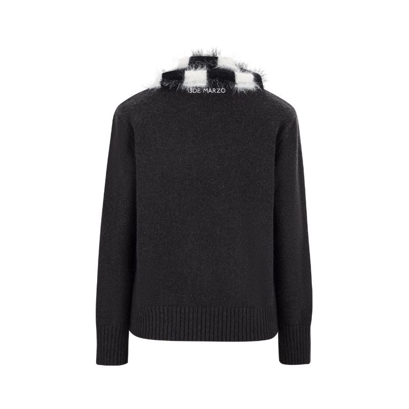 13DE MARZO Bear Thin Scarf Sweater Dark Grey - 13DE MARZO