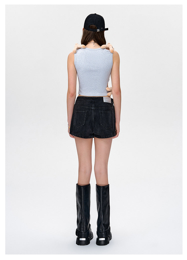 13DE MARZO Bear Face Denim Skirt - 13DE MARZO