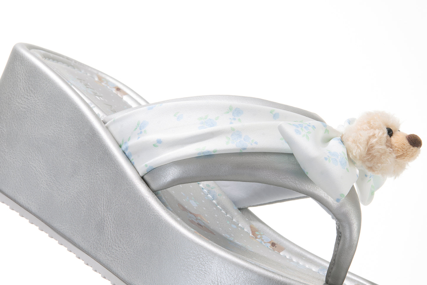 13DE MARZO Floral-print Wedge Sandals Silver