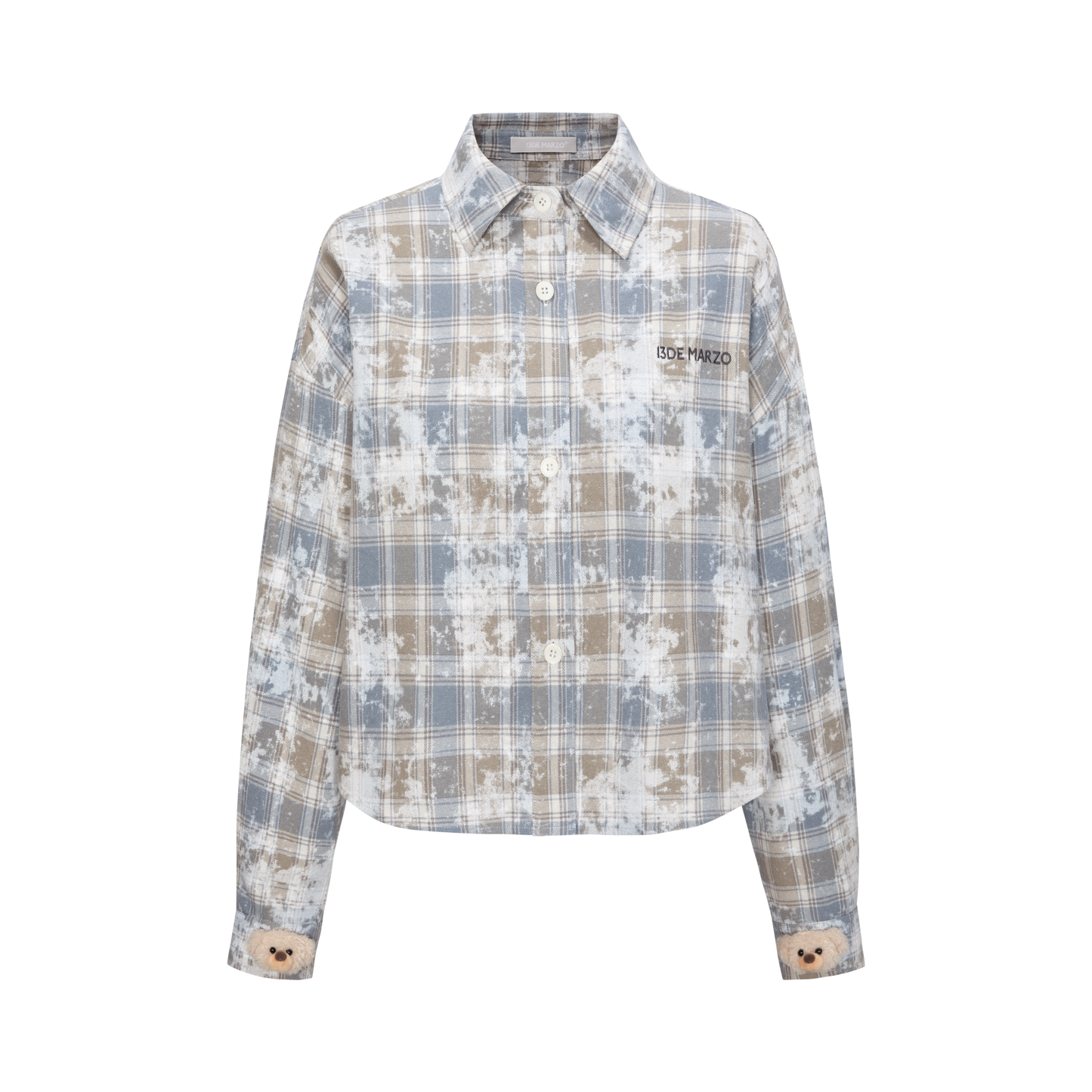 13DE MARZO Stained Plaid Shirt - 13DE MARZO