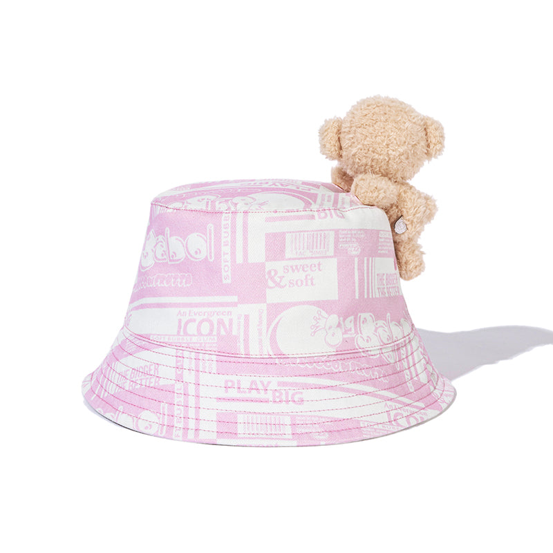 13DE MARZO BabyBear Bubblegum Bucket Hat White