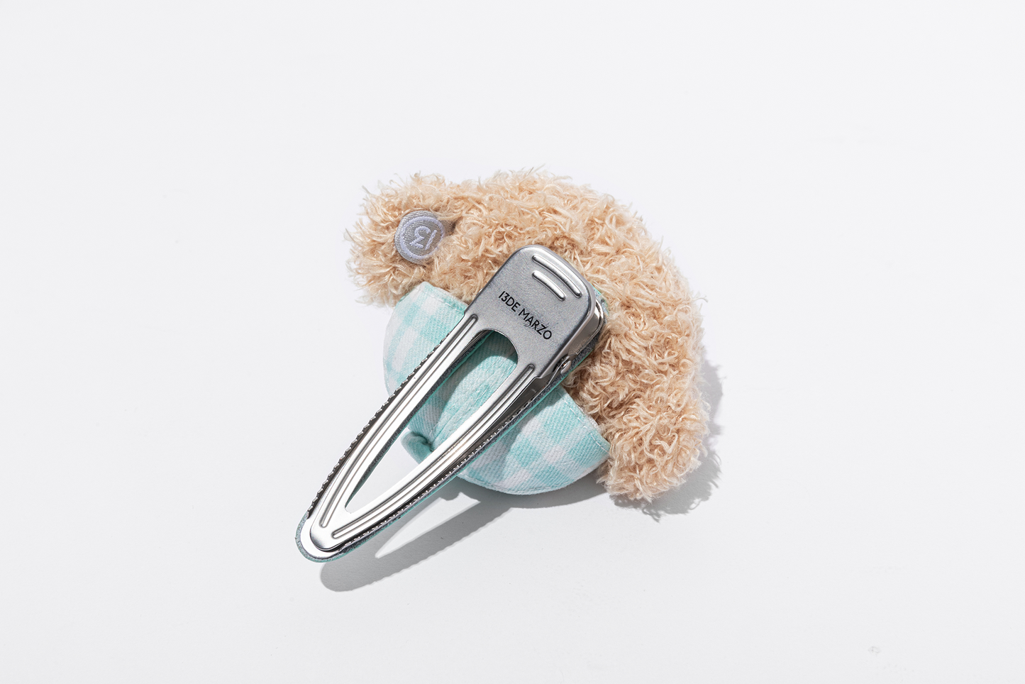 13DE MARZO Plaid Cap Bear Hair-clip - 13DE MARZO