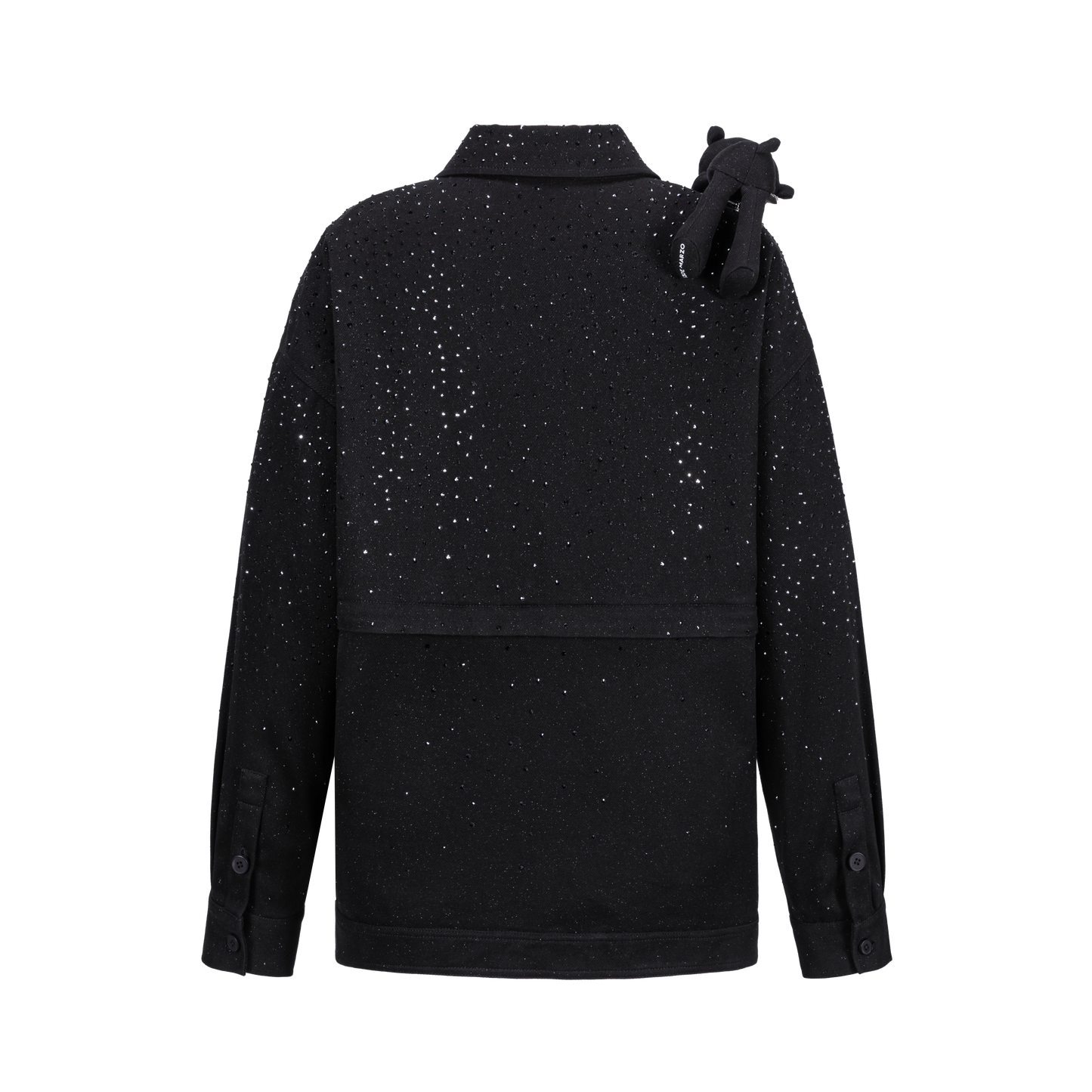 13DE MARZO All-Over Faux Rhinestone Shirt Jacket Black