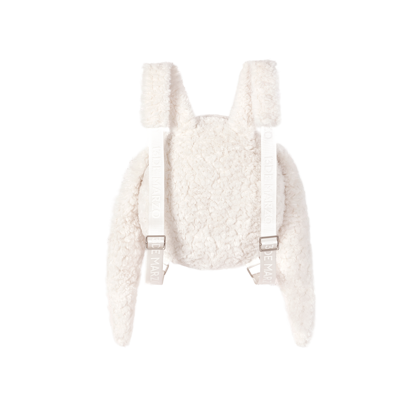 Close-up of the 13DE MARZO Doozoo Head Backpack with a white rabbit head detail, a whimsical and playful travel companion for adults.