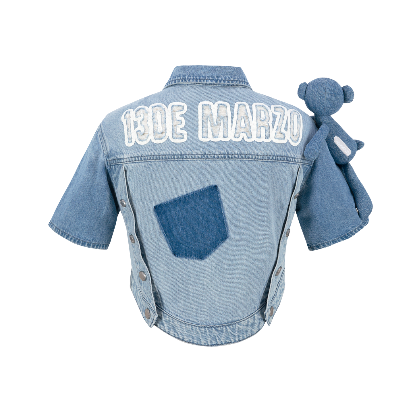 13DE MARZO Metal Rivet Short Denim Shirt - 13DE MARZO