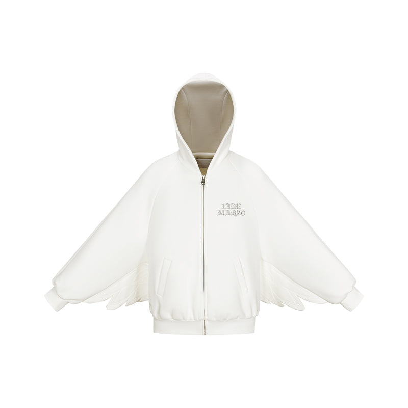 13DE MARZO Angel Devil Bear Zipped Hoodie