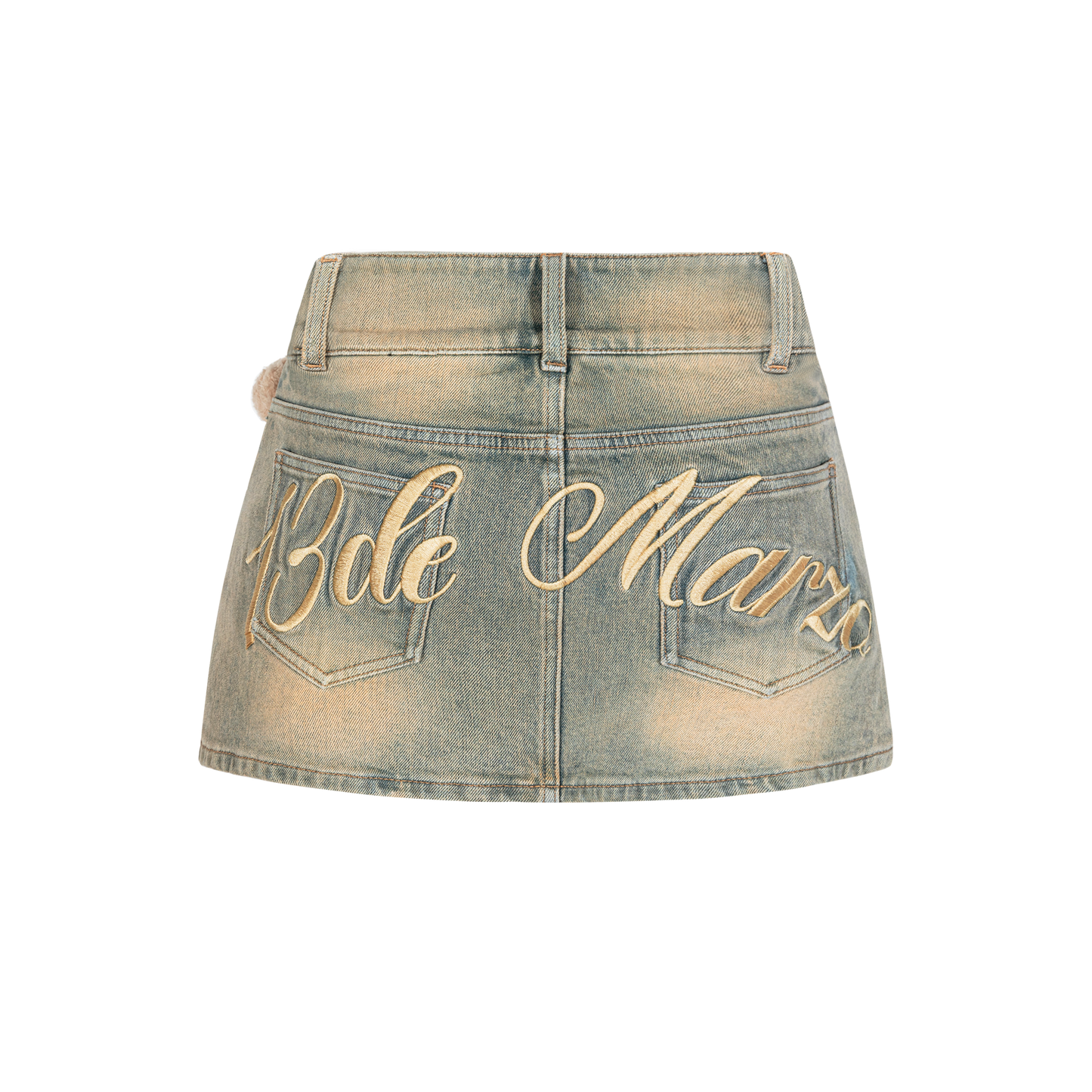 13DE MARZO Embroidered Logo Denim Skirt - 13DE MARZO