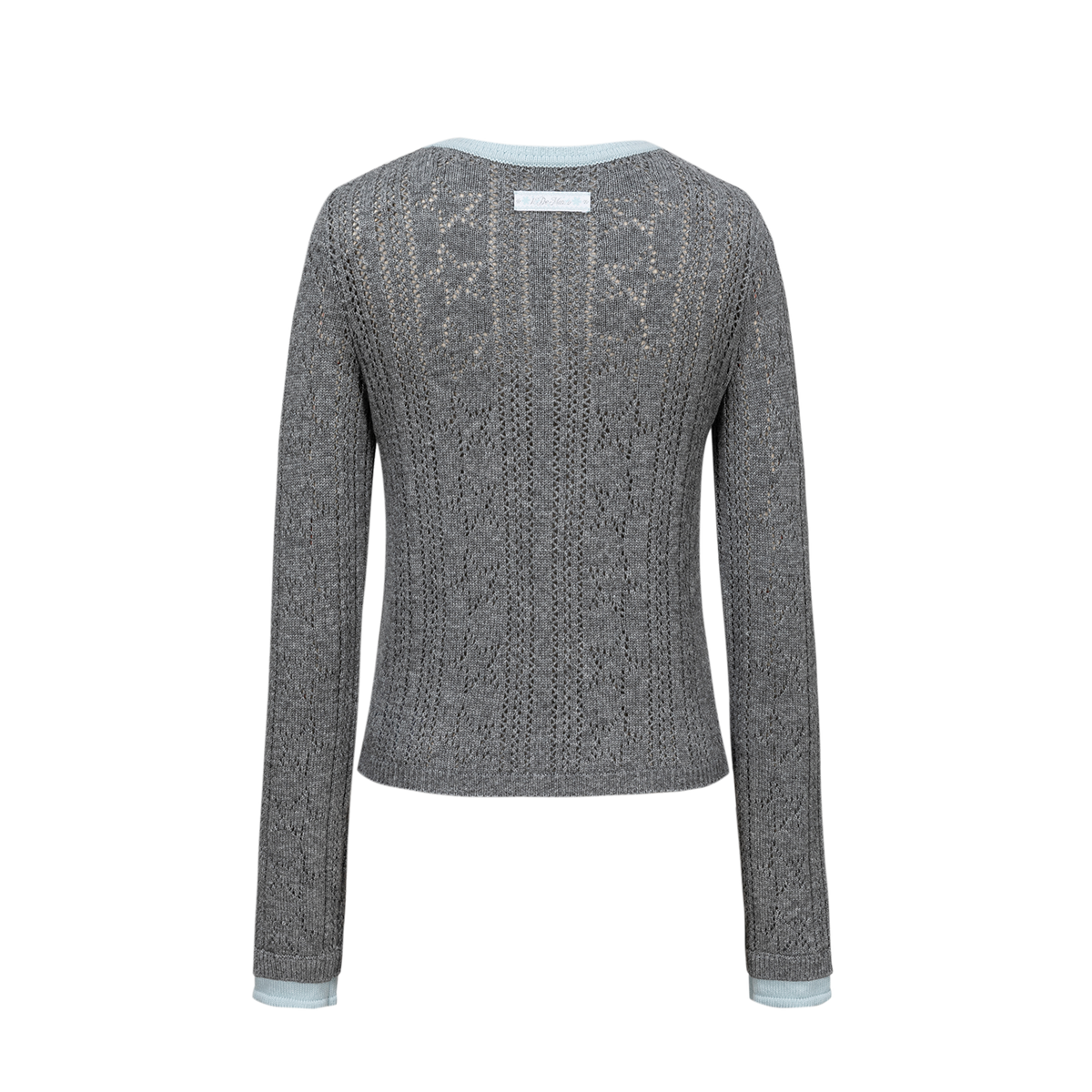 13DE MARZO Luminous Bear Layered Knit Cardigan Grey