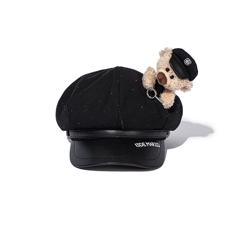 13DE MARZO｜Glass Print Octagonal Beret Black