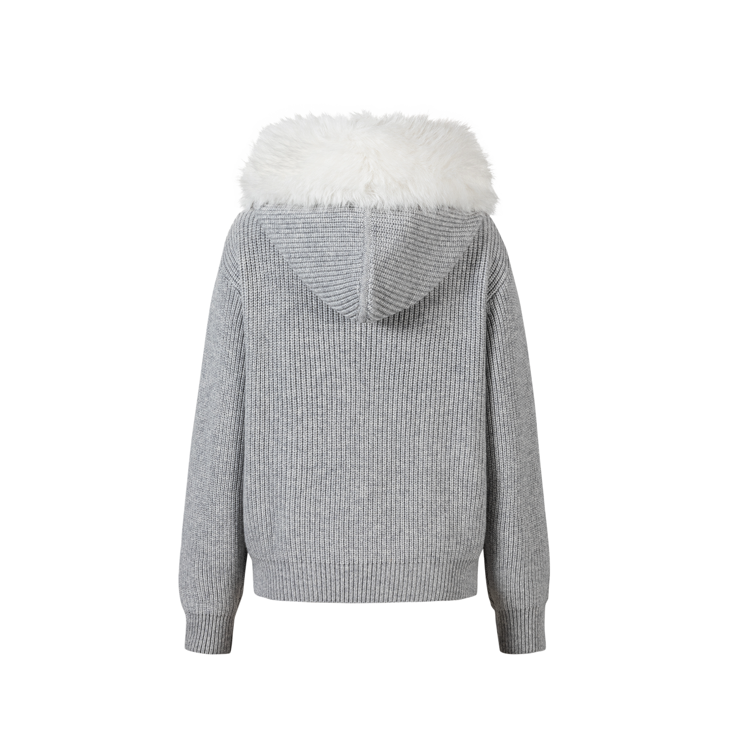 13DE MARZO Pom-pom Bear Fur Collar Knit Sweater Grey