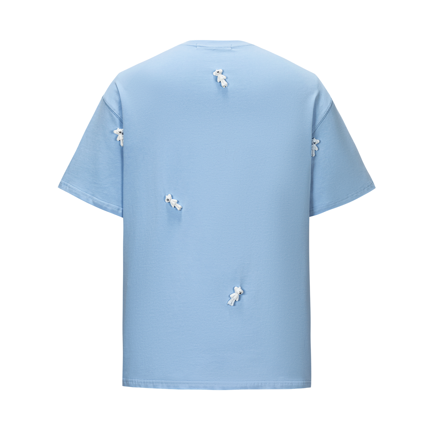 13DE MARZO Mini Flocked Bear T-shirt Blue - 13DE MARZO