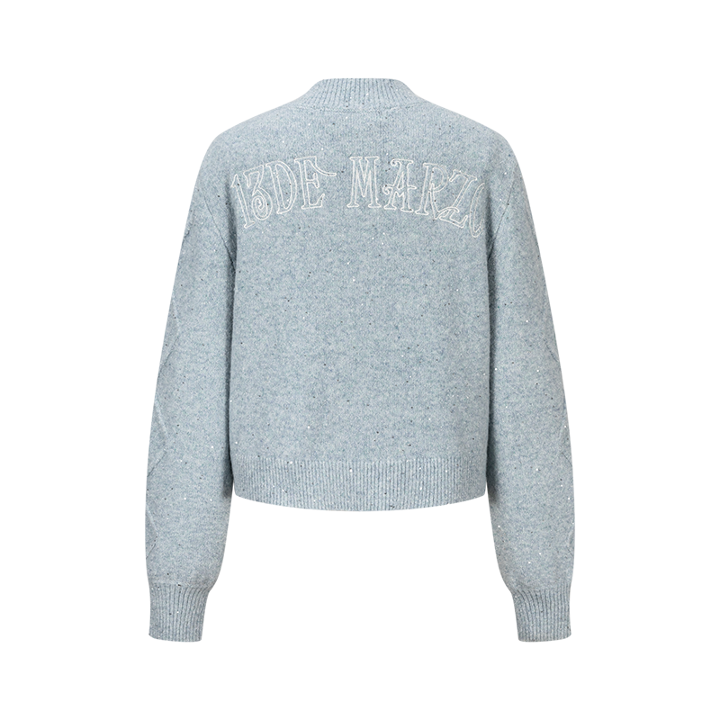 13DE MARZO Sequin Knit Cardigan Blue