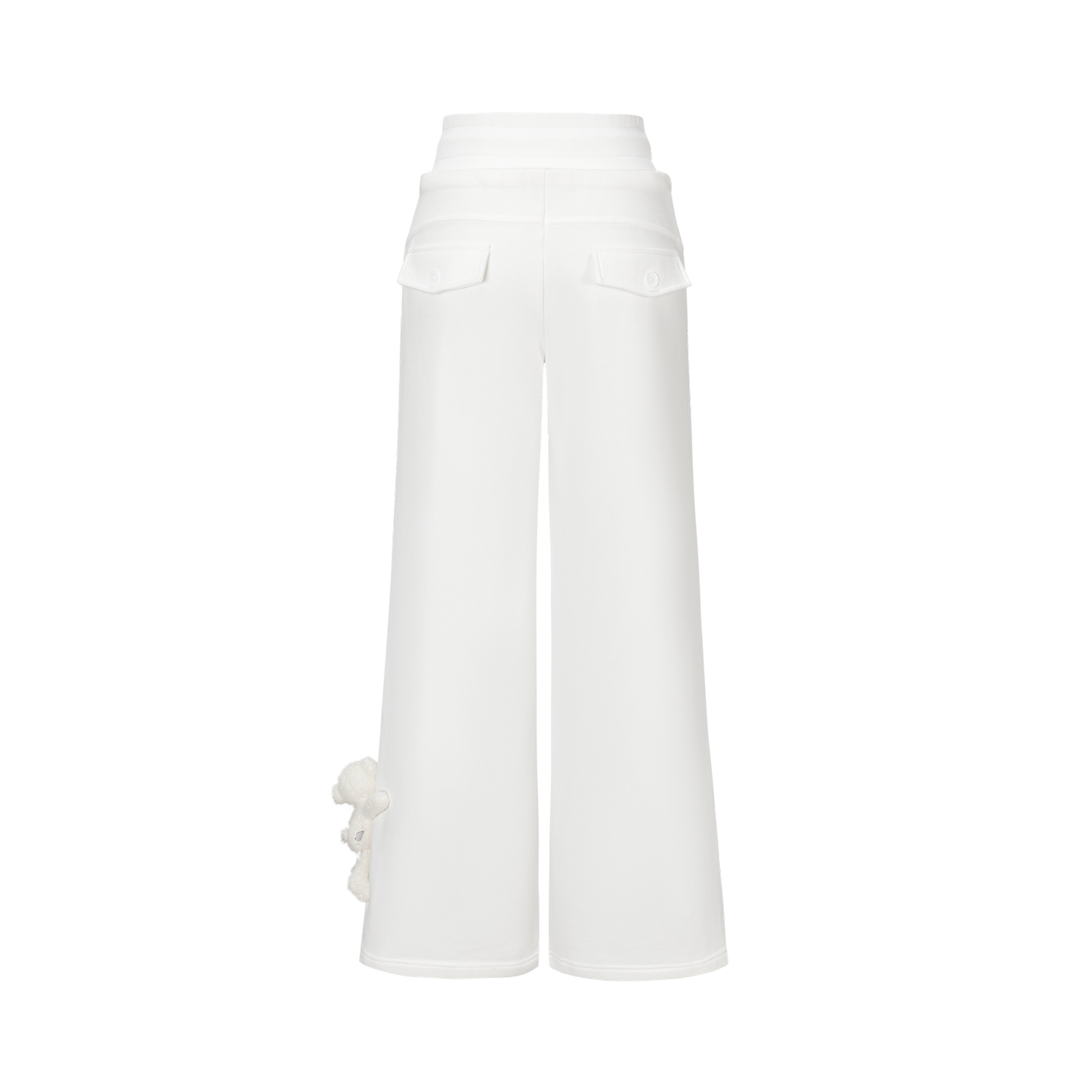 13DE MARZO Snow Bear Micro Flare Sweatpants White