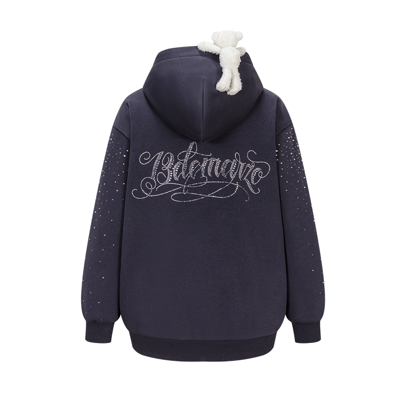 13DE MARZO Shine Logo Zip Hoodie Navy Blue
