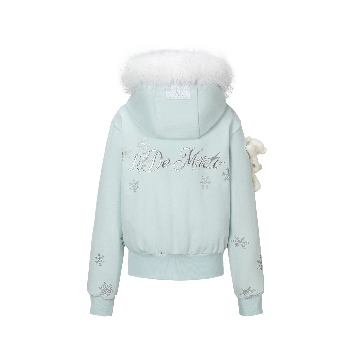 13DE MARZO Shimmer Snow Bear Zip Hoodie Blue