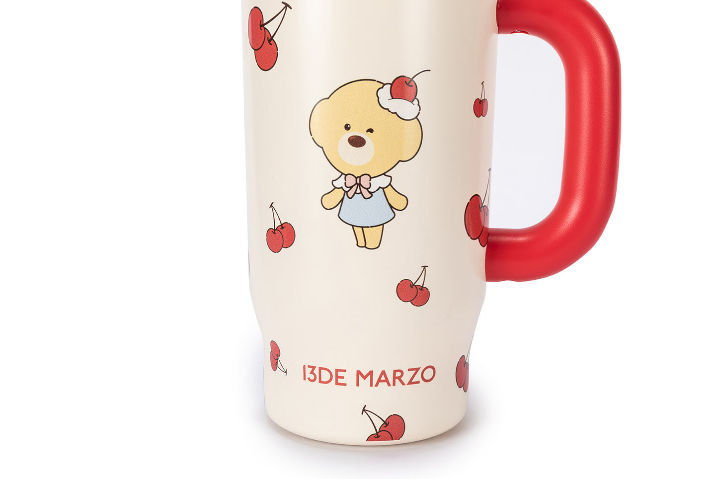 13DE MARZO Cherry Bear Straw Insulated Cup