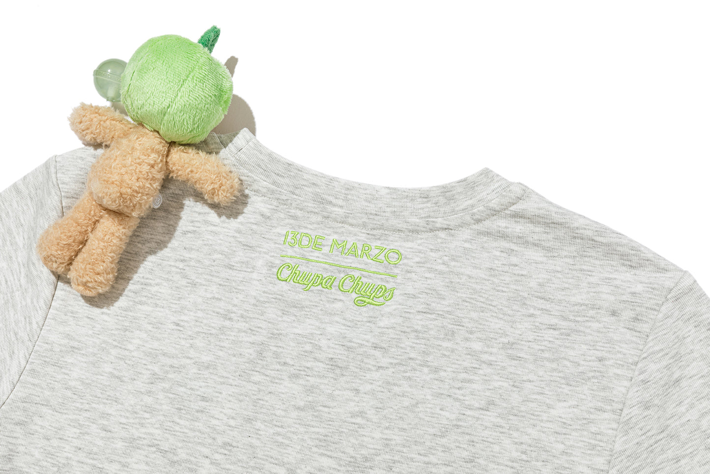 13DE MARZO Fruit Illustration Fitted T-shirt Grey - 13DE MARZO