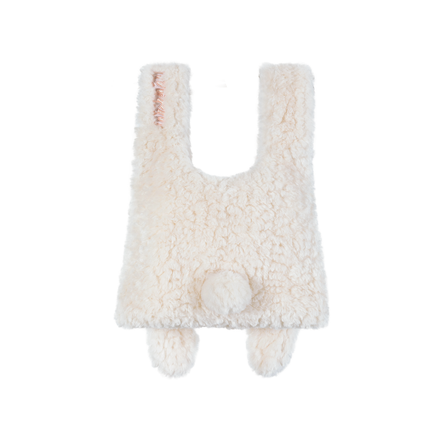 13DE MARZO Doozoo Fuzzy Handbag with a white rabbit design, a fluffy and whimsical handbag that’s perfect for carrying your essentials in style.