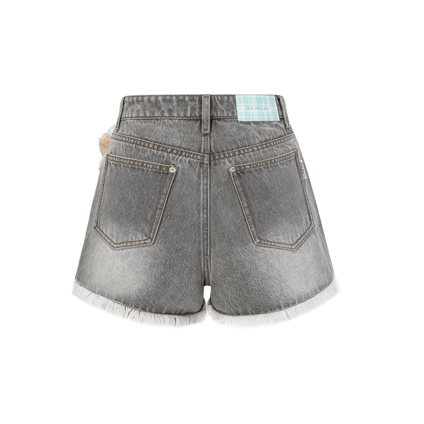13DE MARZO Plaid Pocket Denim Shorts - 13DE MARZO