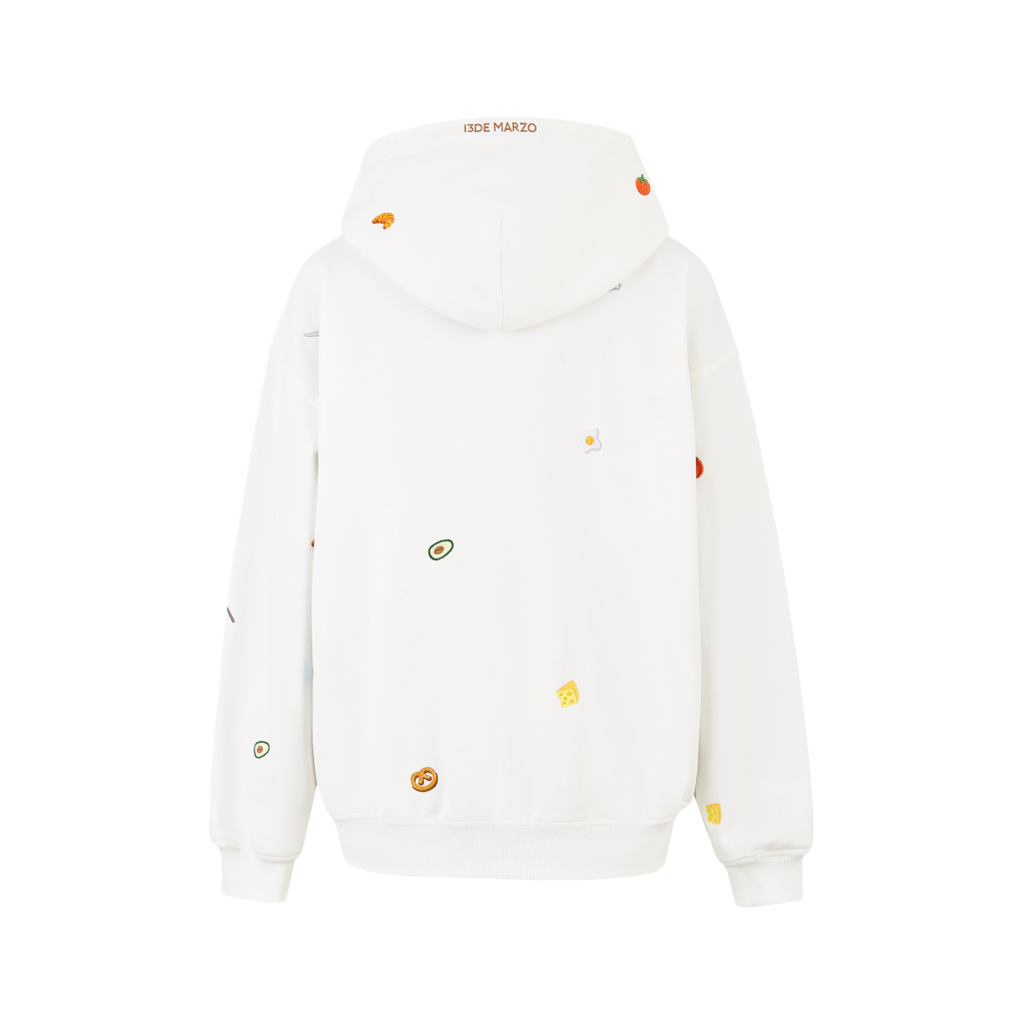 13DE MARZO Nutrition Breakfast Bear Hoodie White - 13DE MARZO