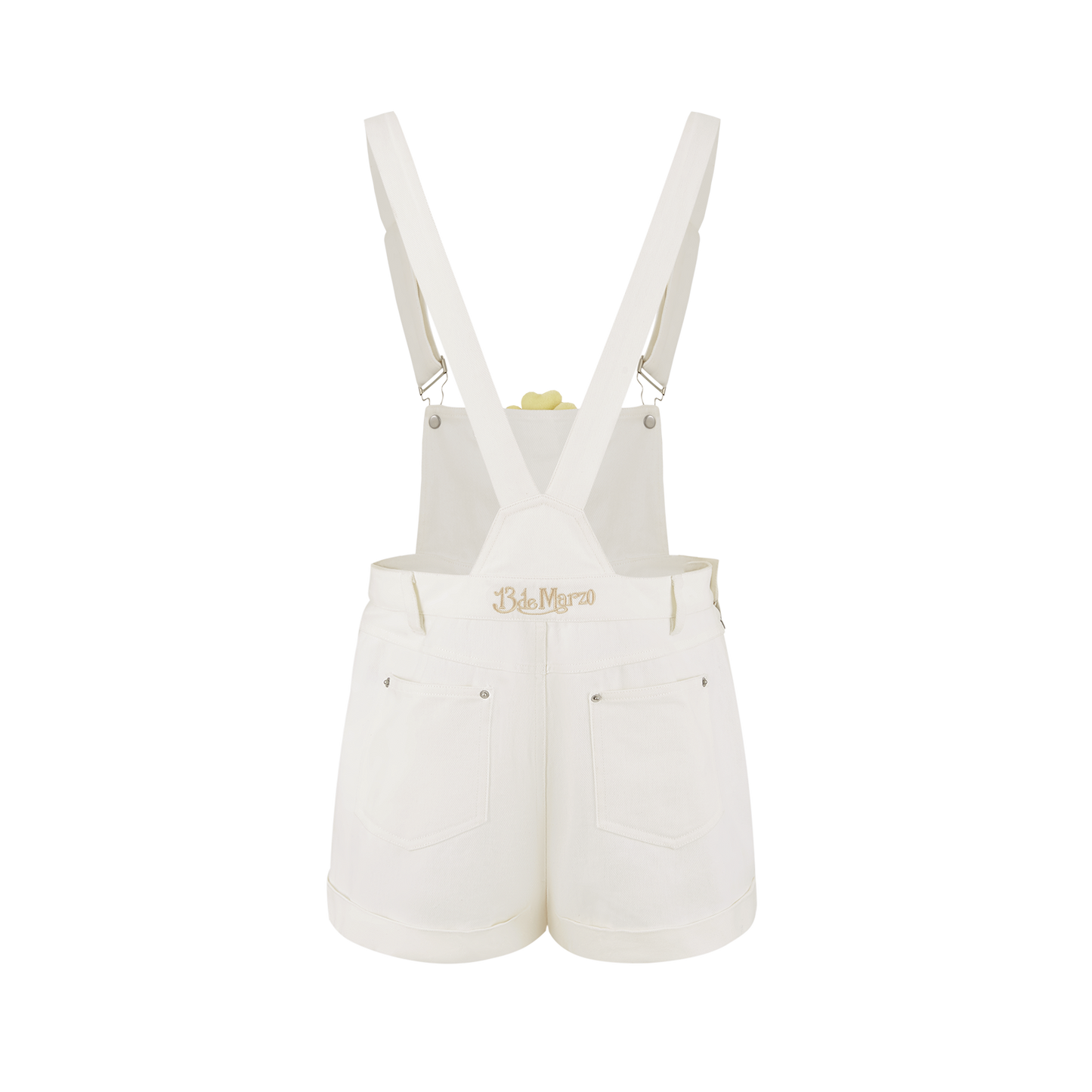 13DE MARZO Floral Doll Denim Overalls White - 13DE MARZO