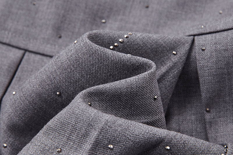 13DE MARZO Pocket Blazer Pleated Skirt Grey