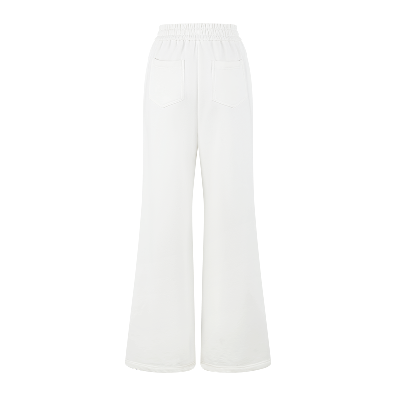 13DE MARZO Deconstructed Wide-Leg Sweatpants White