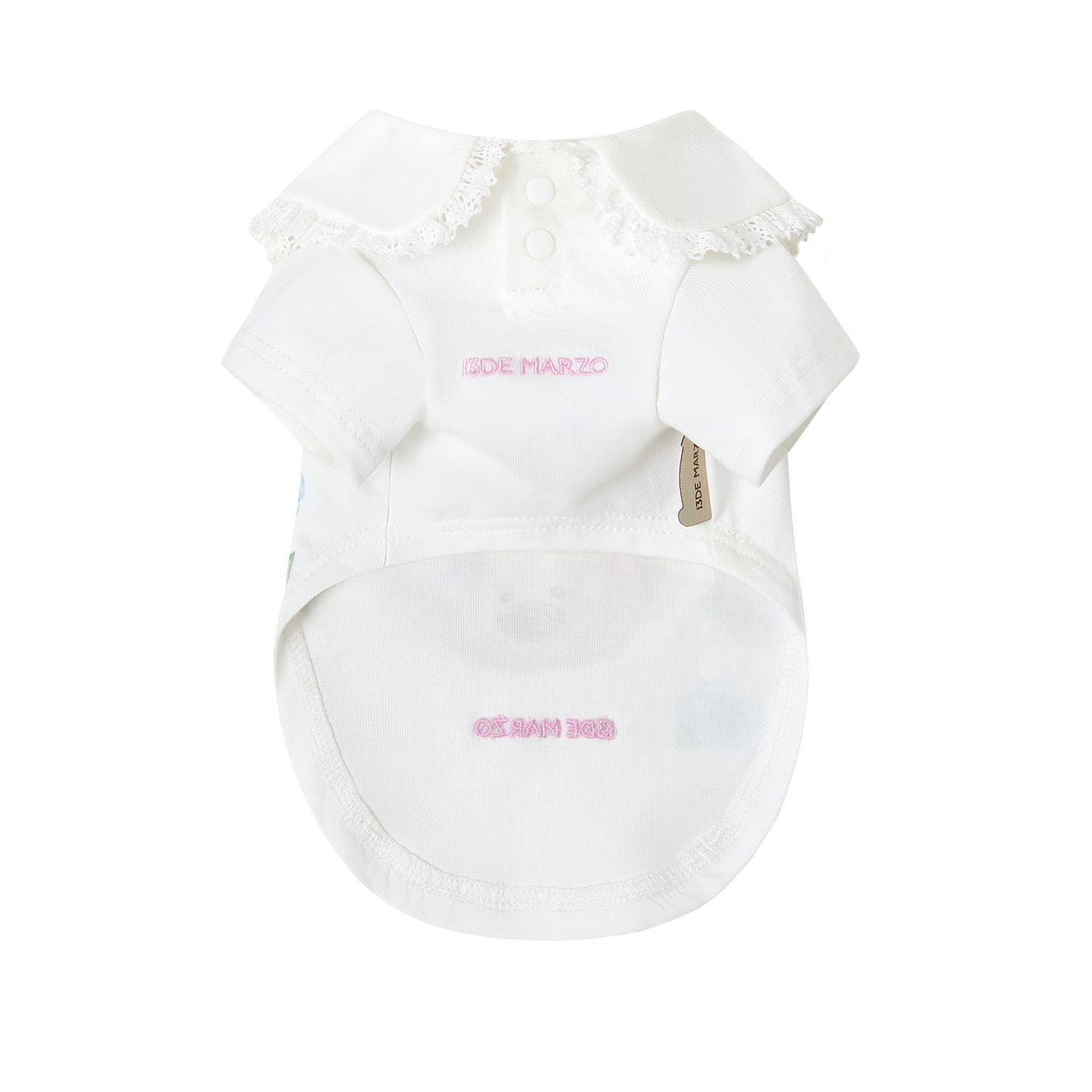 13DE MARZO Pet Peter Pan Collar Print T-shirt White - 13DE MARZO