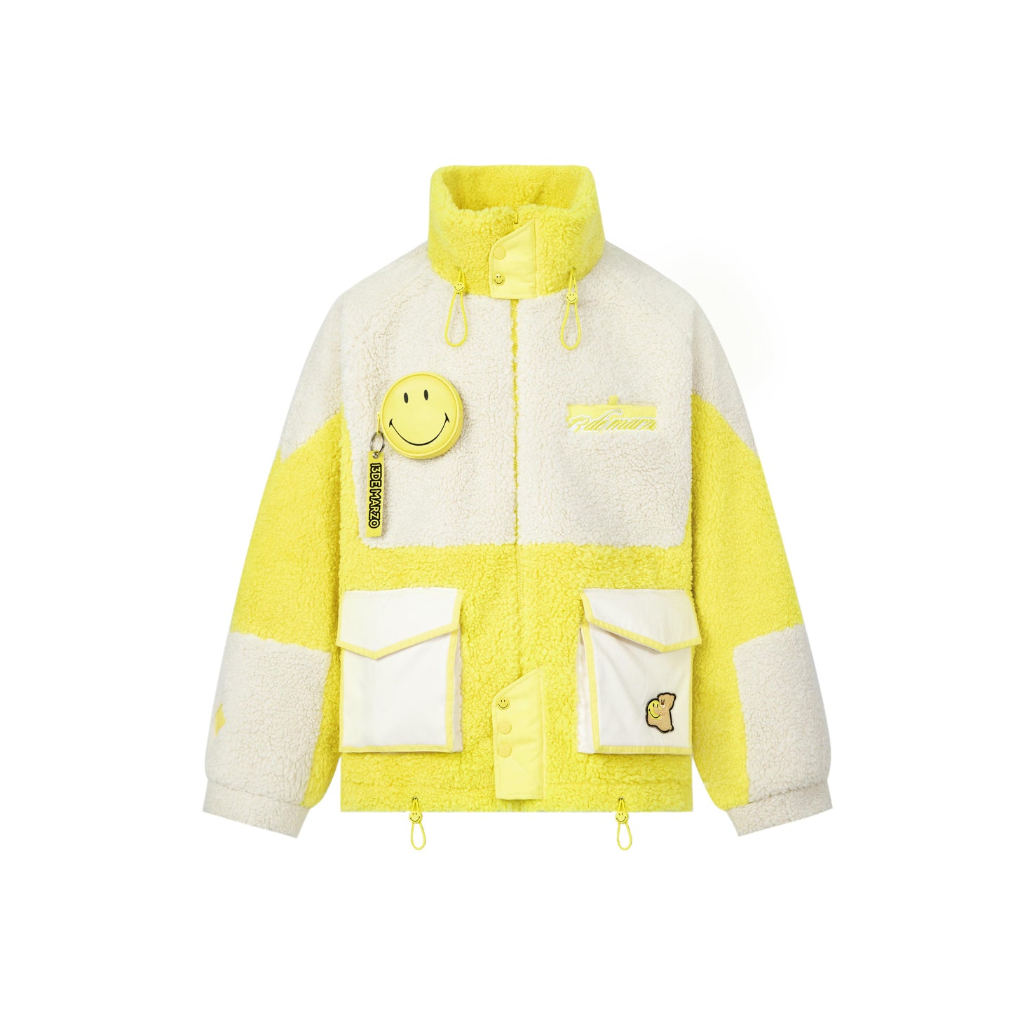 13DE MARZO Multicolor Splicing Lamb Wool Coat - 13DE MARZO