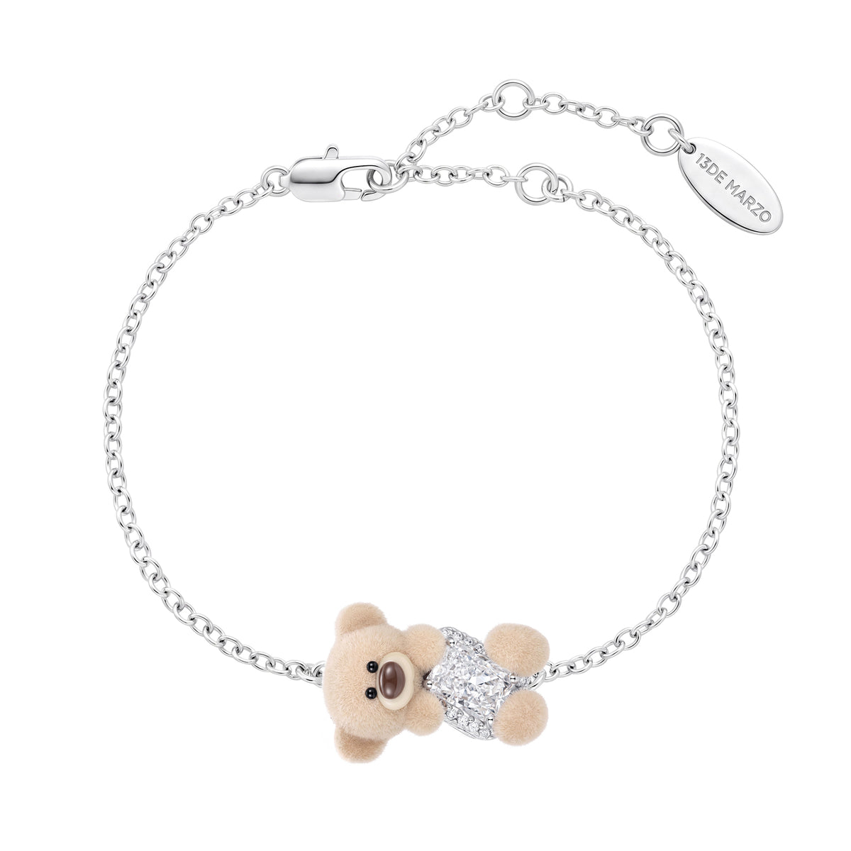 13DE MARZO Sugar Cube Zircon Bear Bracelet Khaki