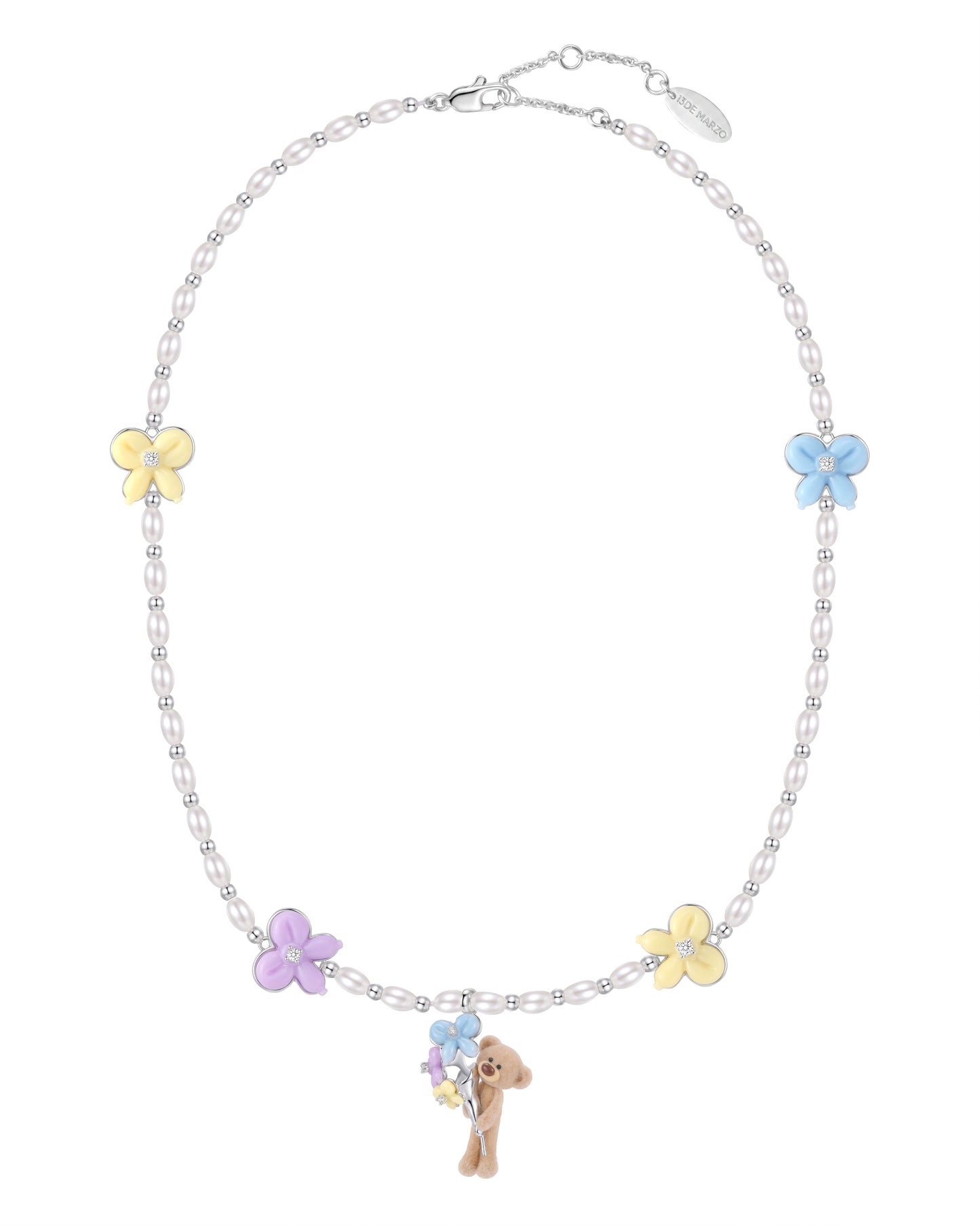 13DE MARZO Balloon Bow Bear Necklace