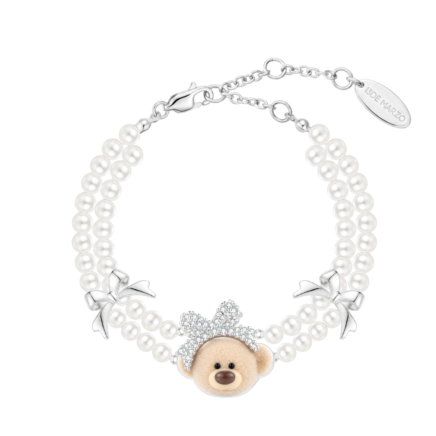 13DE MARZO Bow Bear Pearl Bracelet