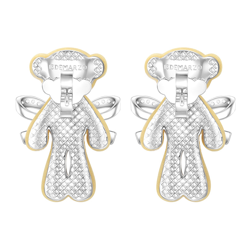 13DE MARZO Bow Crystal Rhinestone Bear Ear Studs