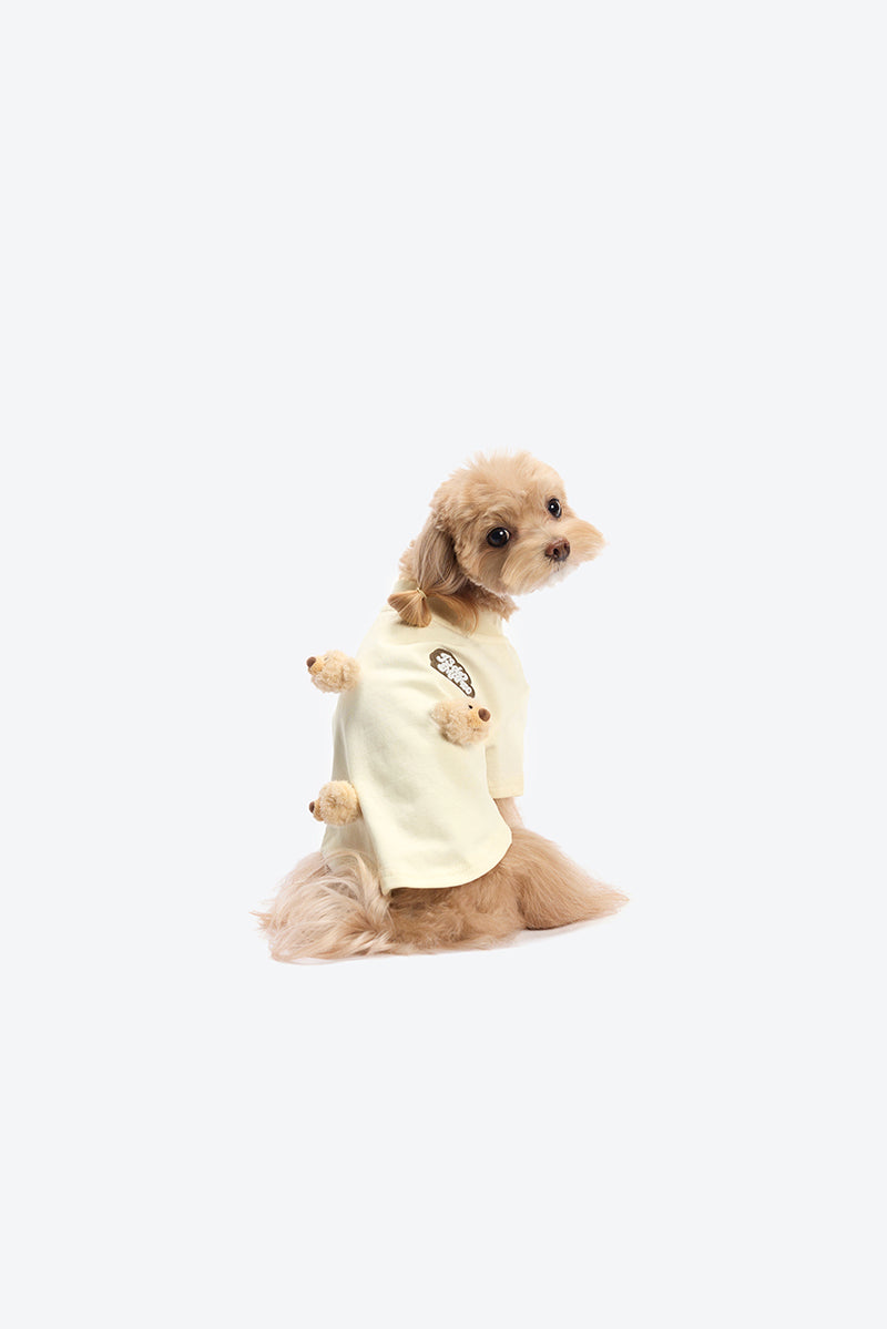 13DE MARZO Allover Bear Pet Tee Beige