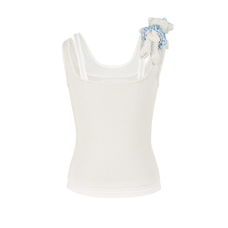 13DE MARZO Faux Gem Vest White