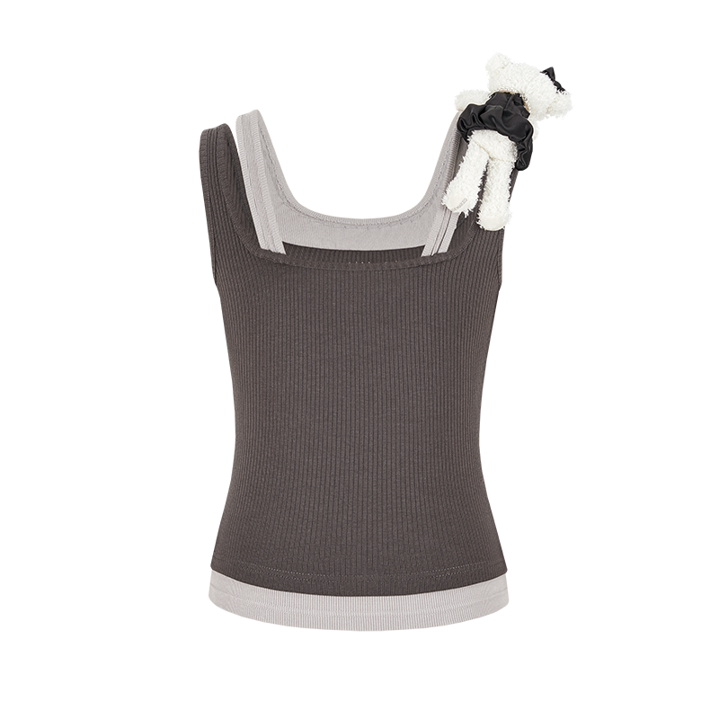 13DE MARZO Faux Gem Vest Dark Grey