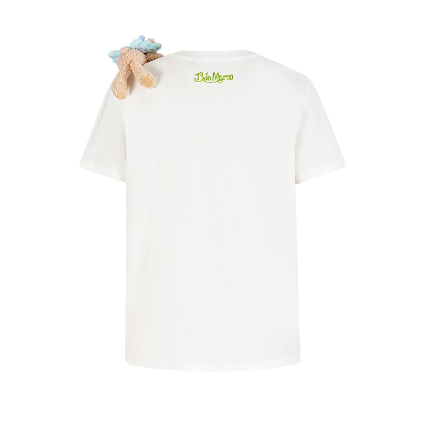 13DE MARZO Floral Bear Illustration T-Shirt White - 13DE MARZO