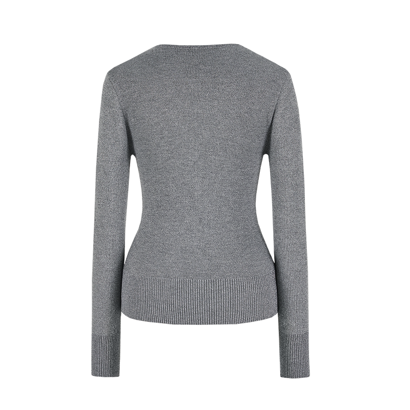 13DE MARZO Sparkle Pearl Chain Cardigan Dark Grey - 13DE MARZO