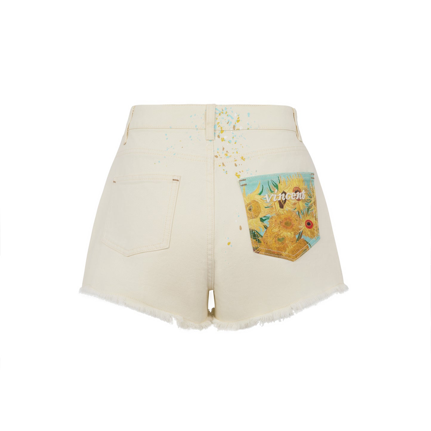 13DE MARZO Van Gogh Masterpiece Denim Shorts - 13DE MARZO