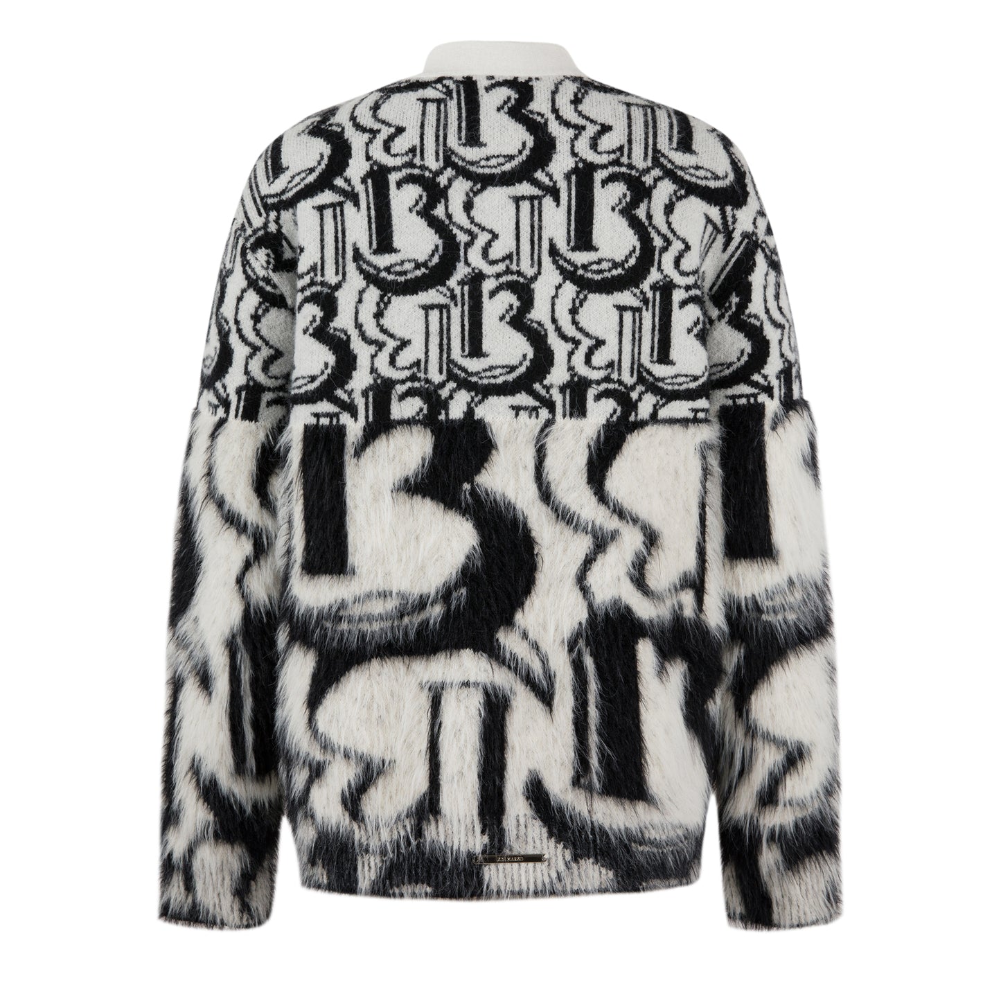 13DE MARZO Monogram Bear Button Furry Cardigan - 13DE MARZO