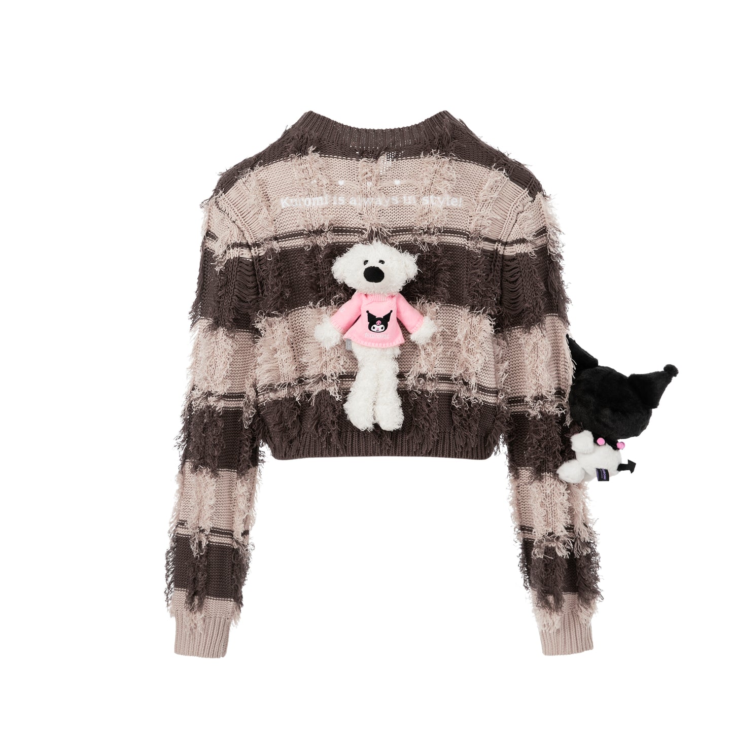 13DE MARZO Kuromi Bear Stripe Knit Cardigan - 13DE MARZO