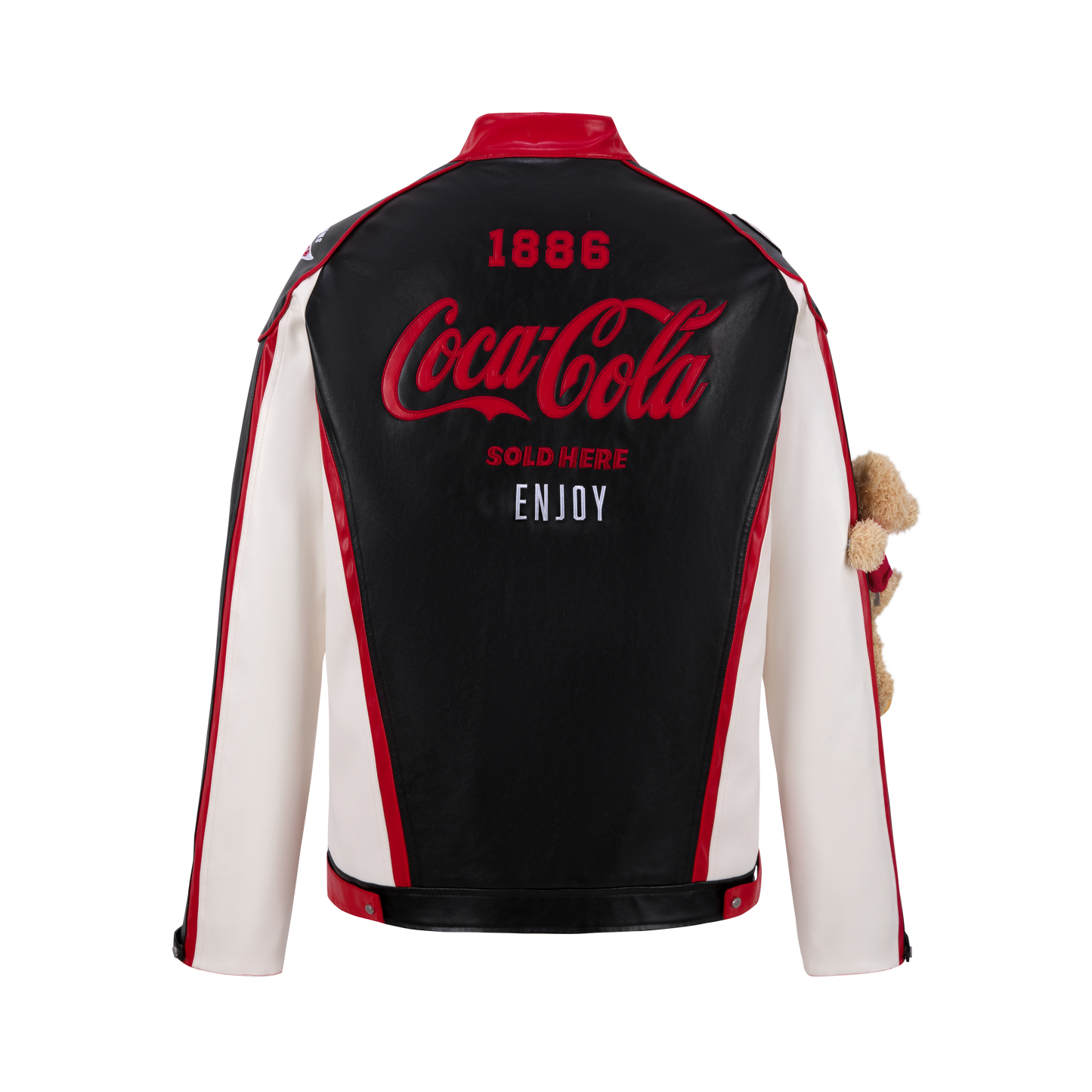 13DE MARZO Coca-Cola Bear Racing Leather Jacket - 13DE MARZO